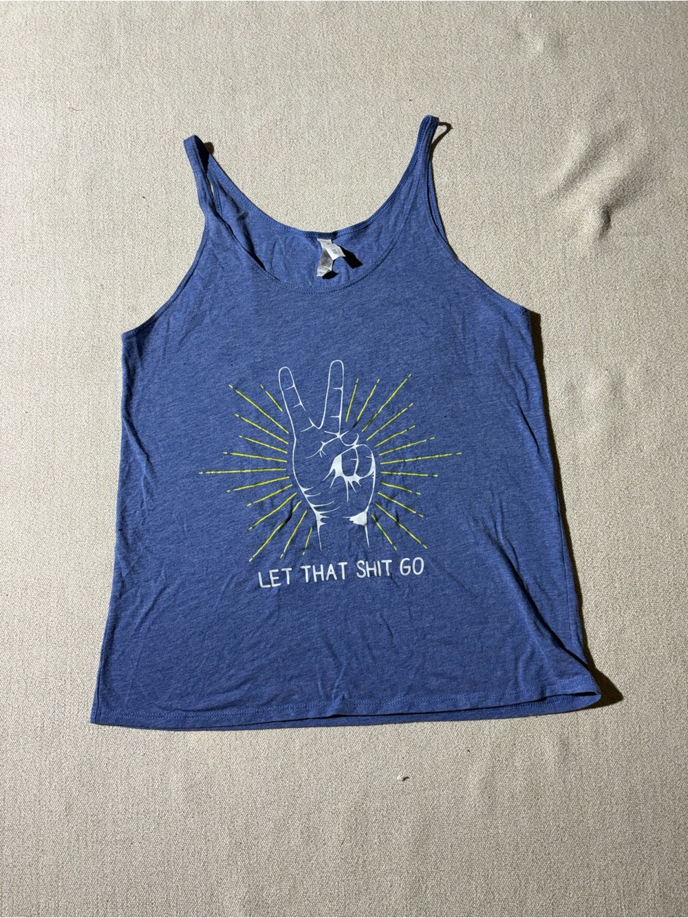 Bella Canvas Blue Graphic Tank with Peace Hand Design